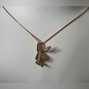 14k Gold plated stainless steel Playboy Bunny pendant necklace